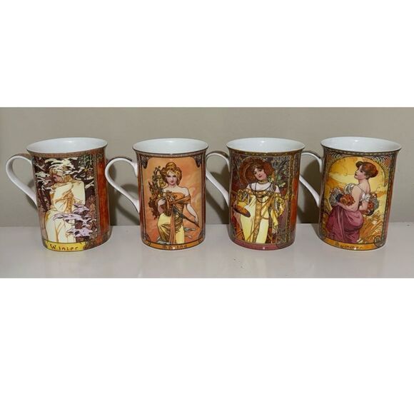 Rare-  Victorian Trading Co. porcelain Cups/ set of 4/ NIB - Picture 2 of 5